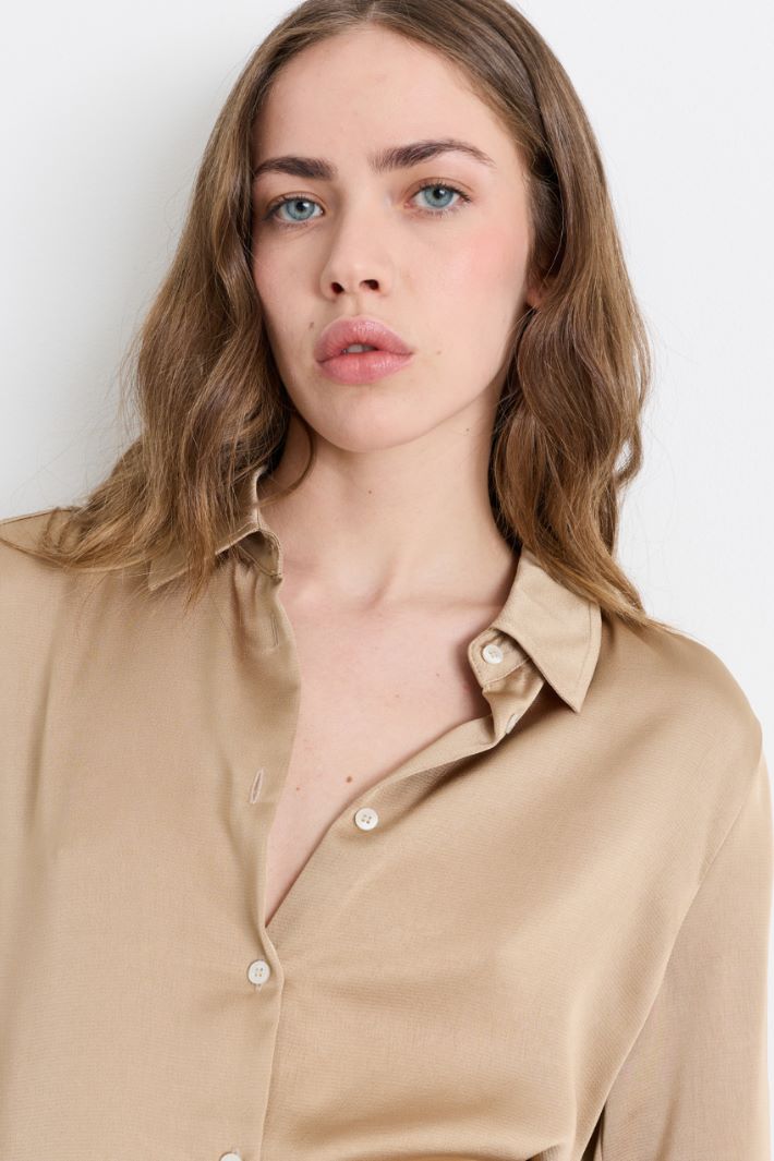 Camicia in raso martellato - BEIGE - Intrend - 3