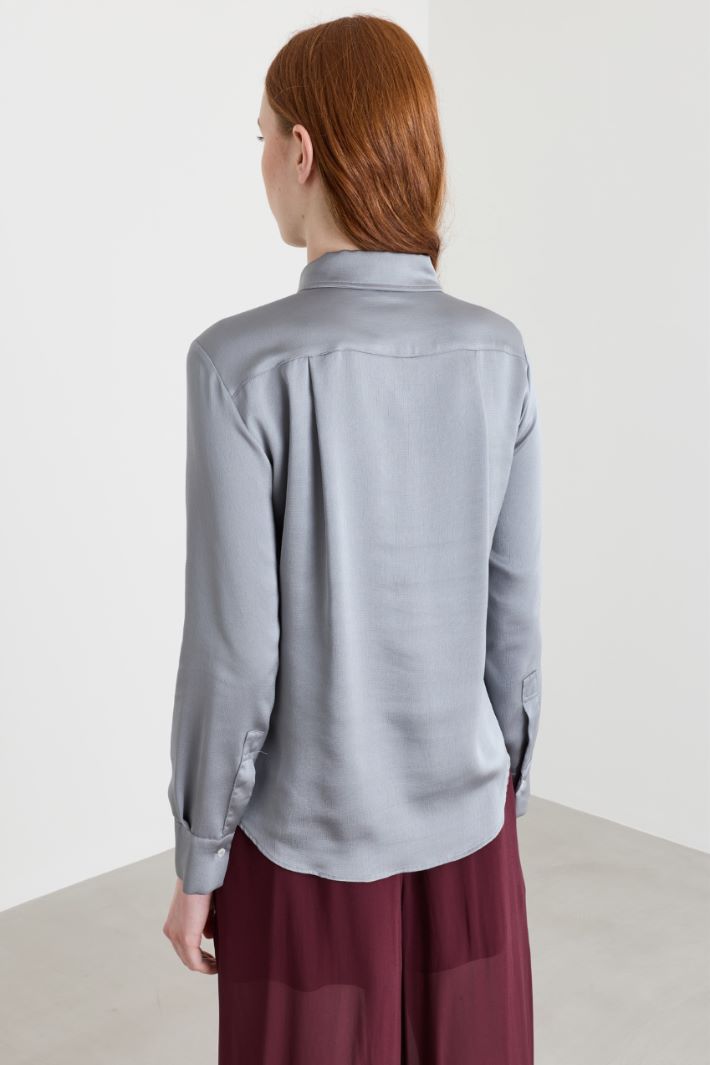 Camicia in raso martellato - GRIGIO - Intrend - 4