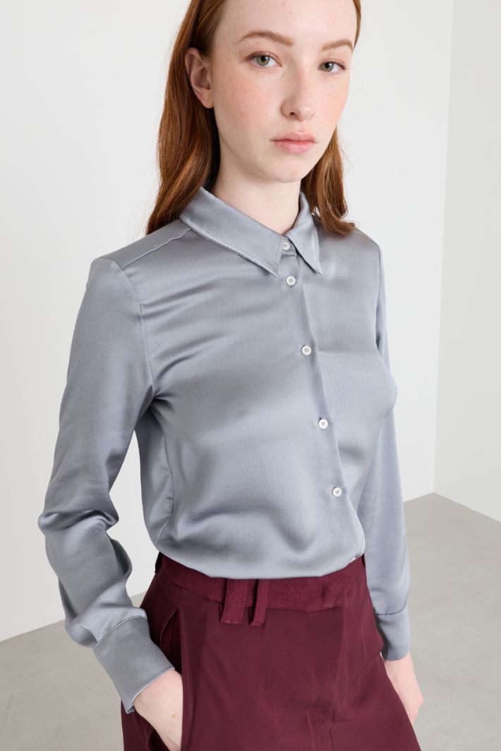 Camicia in raso martellato - GRIGIO - Intrend - 3