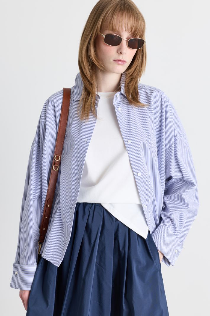 Camicia over in popeline - BLU BIANCO - Intrend - 2