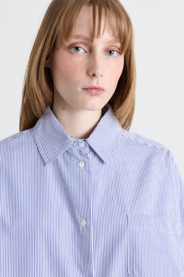 Camicia over in popeline - BLU BIANCO - Intrend - 3