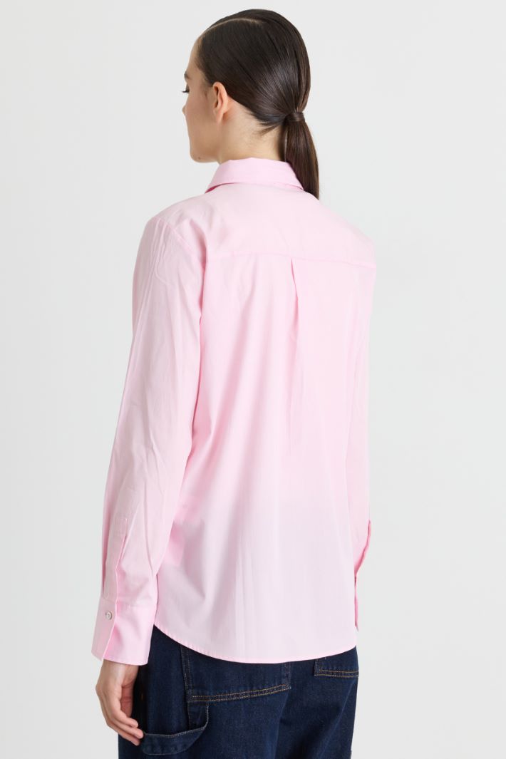 Camicia in popeline con dettagli di perle e strass - ROSA - Intrend - 4