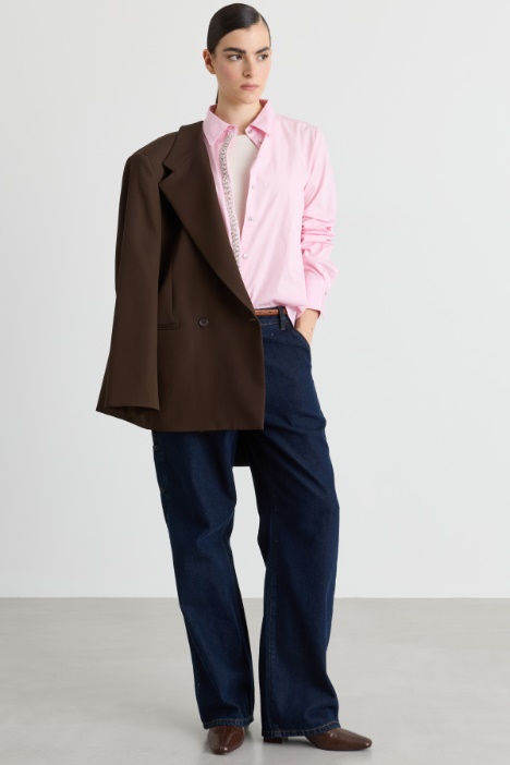 Camicia in popeline con dettagli di perle e strass - Intrend