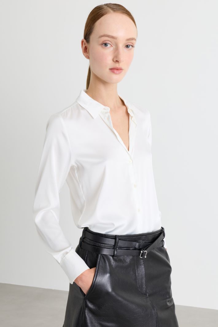Blusa in raso - BIANCO - Intrend - 3