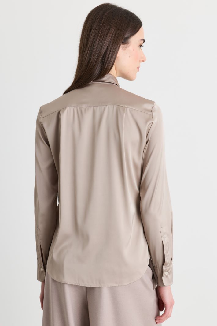 Blusa in raso - BEIGE - Intrend - 4