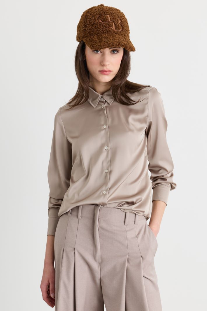 Blusa in raso - BEIGE - Intrend - 2