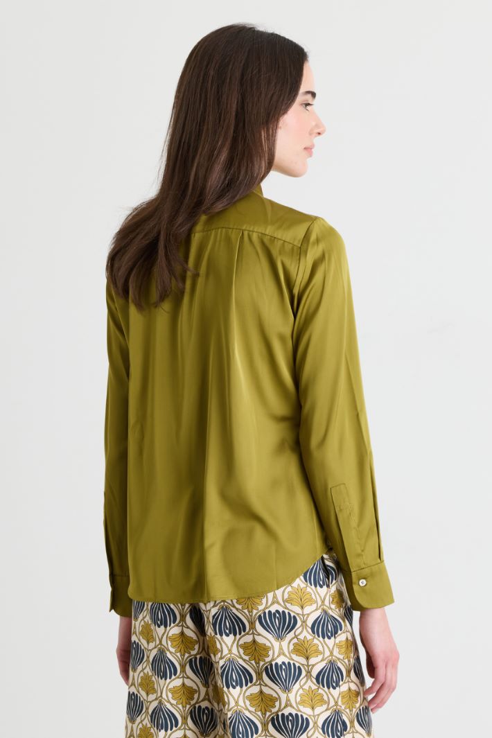 Blusa in raso - VERDE - Intrend - 4