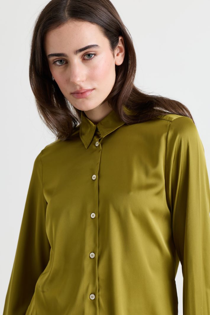 Blusa in raso - VERDE - Intrend - 3