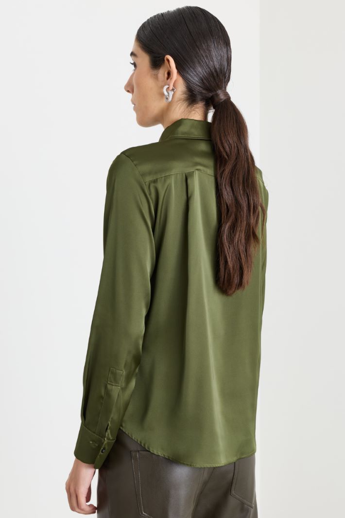 Blusa in raso - VERDE - Intrend - 4