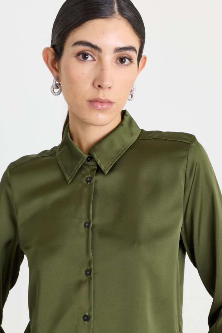 Blusa in raso - VERDE - Intrend - 3