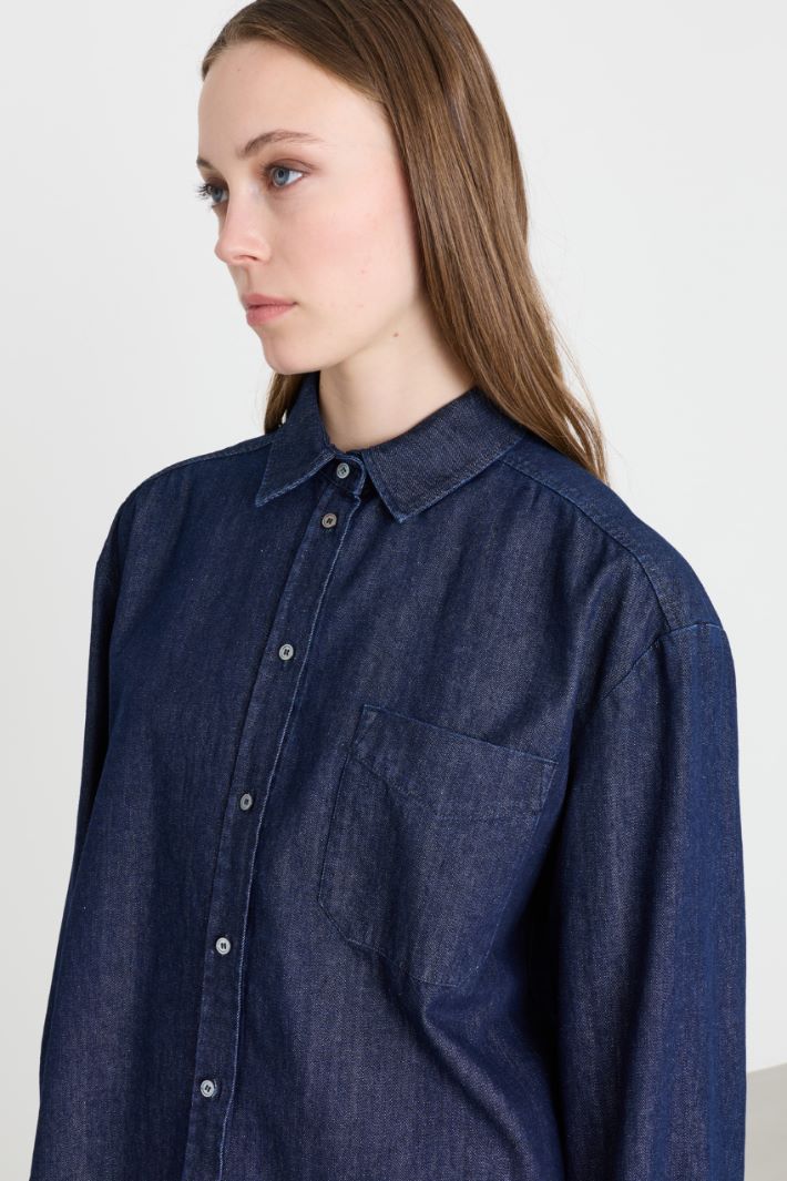 Camicia boxy in jeans - BLU - Intrend - 3