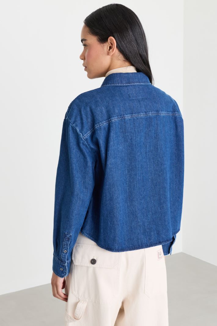 Camicia boxy in jeans - BLU - Intrend - 4