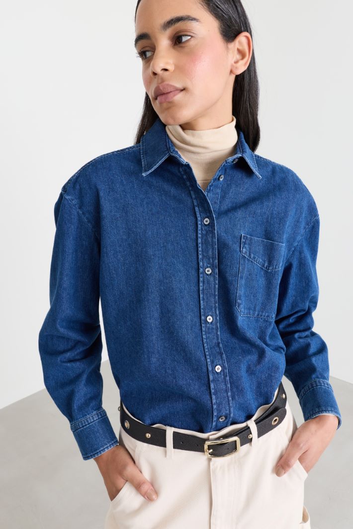 Camicia boxy in jeans - BLU - Intrend - 3