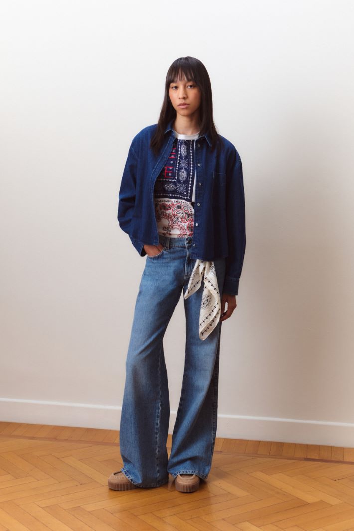 Boxy denim shirt - BLUE - Intrend - 5