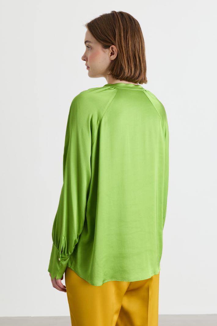 Blusa in raso - VERDE - Intrend - 4