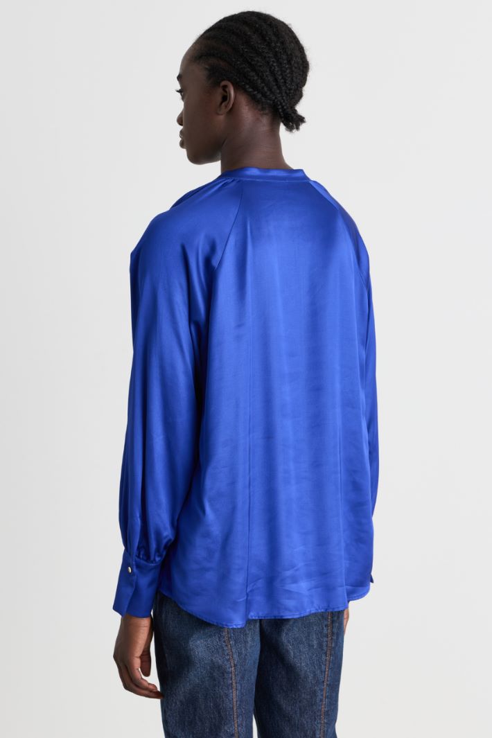 Satin blouse - BLUE - Intrend - 4