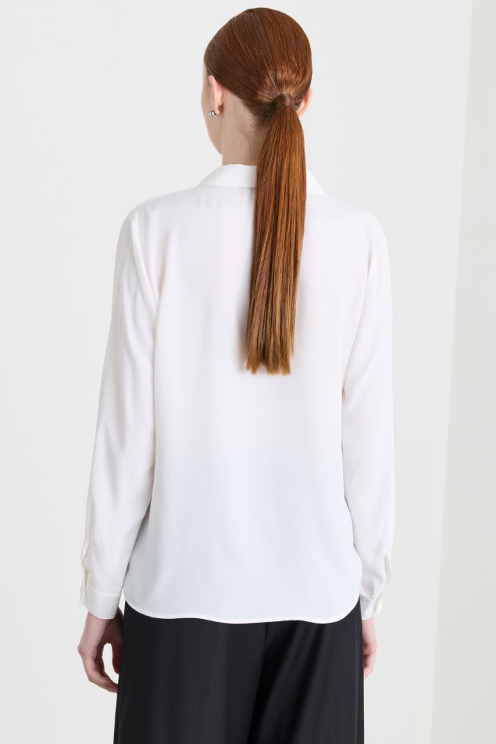 Camicia dritta in crepe - BIANCO - Intrend - 4