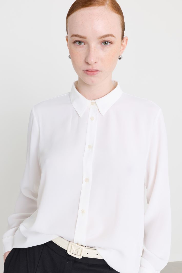 Camicia dritta in crepe - BIANCO - Intrend - 3