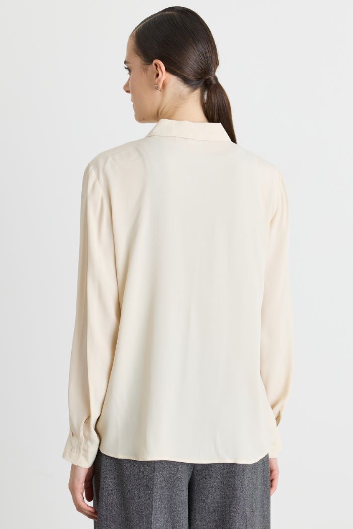 Camicia dritta in crepe - AVORIO - Intrend - 4