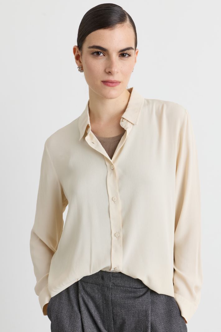 Camicia dritta in crepe - AVORIO - Intrend - 2