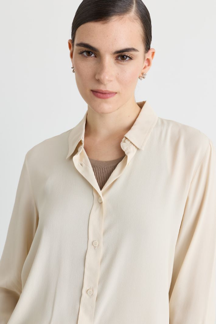 Camicia dritta in crepe - AVORIO - Intrend - 3