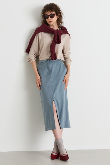 Gerade geschnittene Hemdbluse aus Crêpe de Chine - Intrend