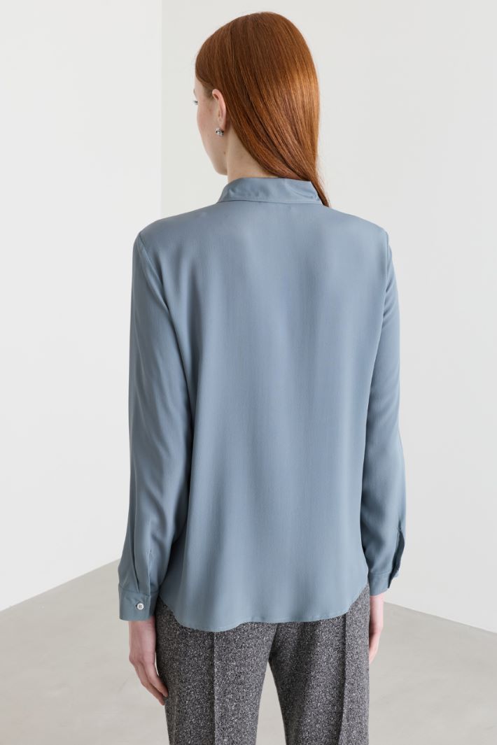 Camicia dritta in crepe - AZZURRO - Intrend - 4