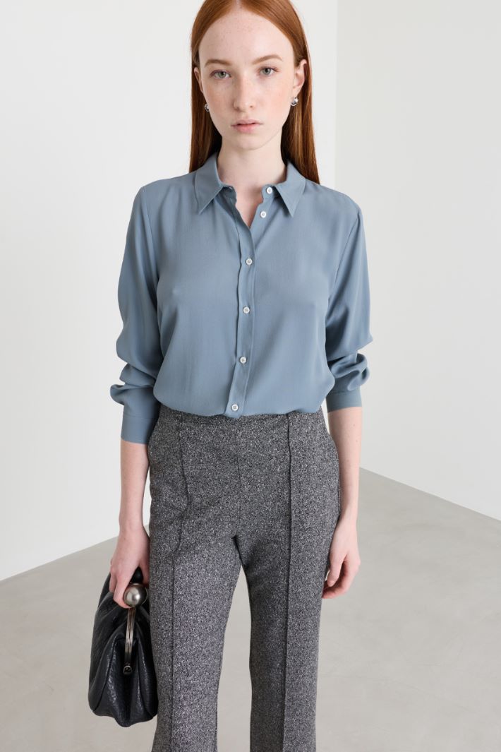 Camicia dritta in crepe - AZZURRO - Intrend - 2