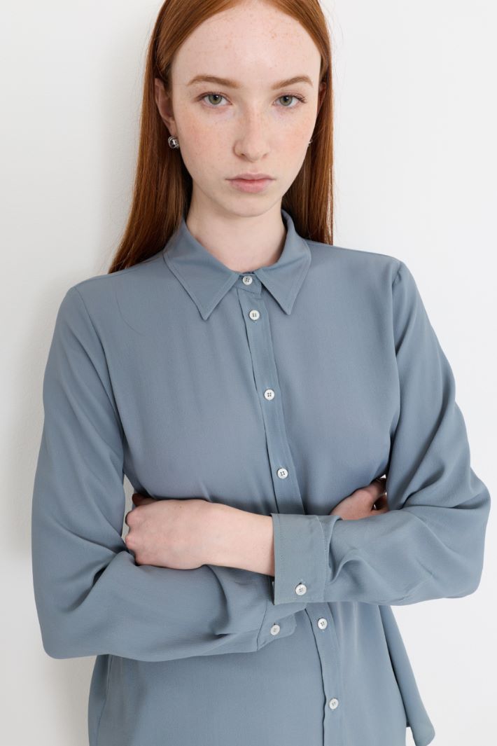Camicia dritta in crepe - AZZURRO - Intrend - 3