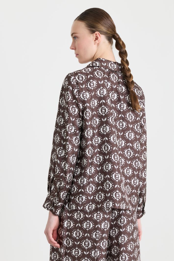 Blusa in twill stampato - MARRONE BIANCO - Intrend - 4