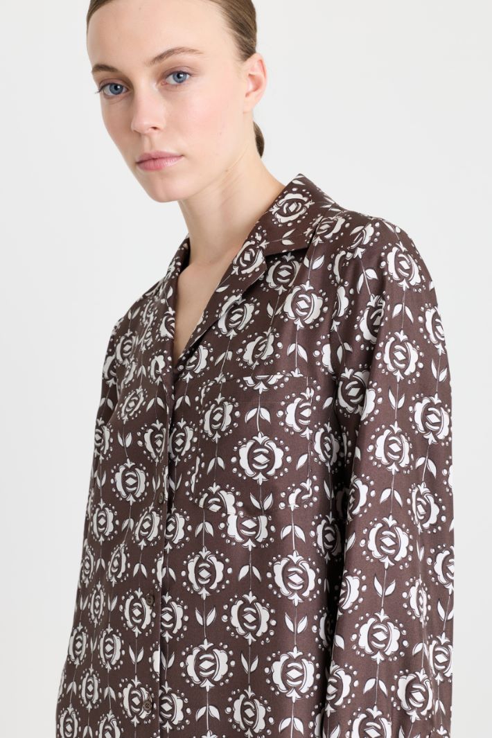 Blusa in twill stampato - MARRONE BIANCO - Intrend - 3