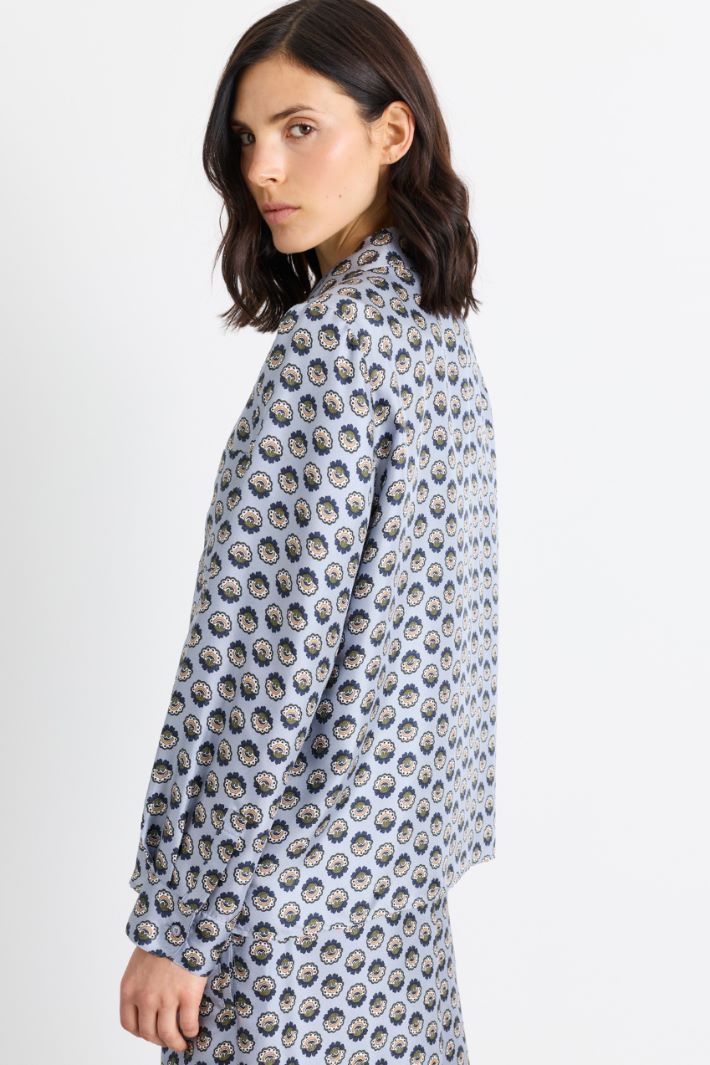 Blusa in twill stampato - AZZURRO - Intrend - 4