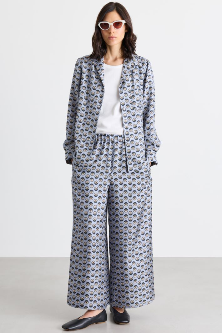 Blusa in twill stampato - AZZURRO - Intrend