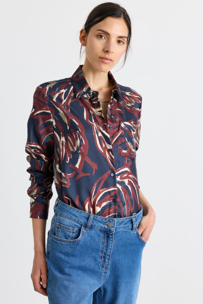 Camicia in twill - BORDEAUX BLU - Intrend - 2