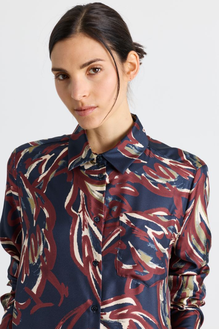 Camicia in twill - BORDEAUX BLU - Intrend - 3