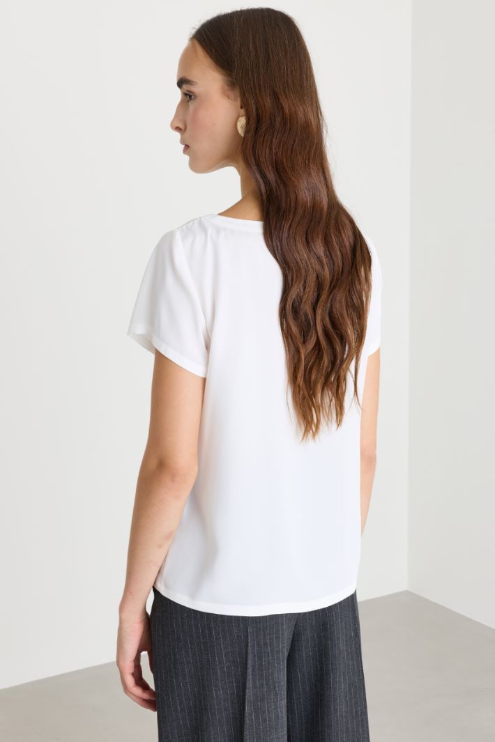Blusa in crepe de chine - BIANCO - Intrend - 4