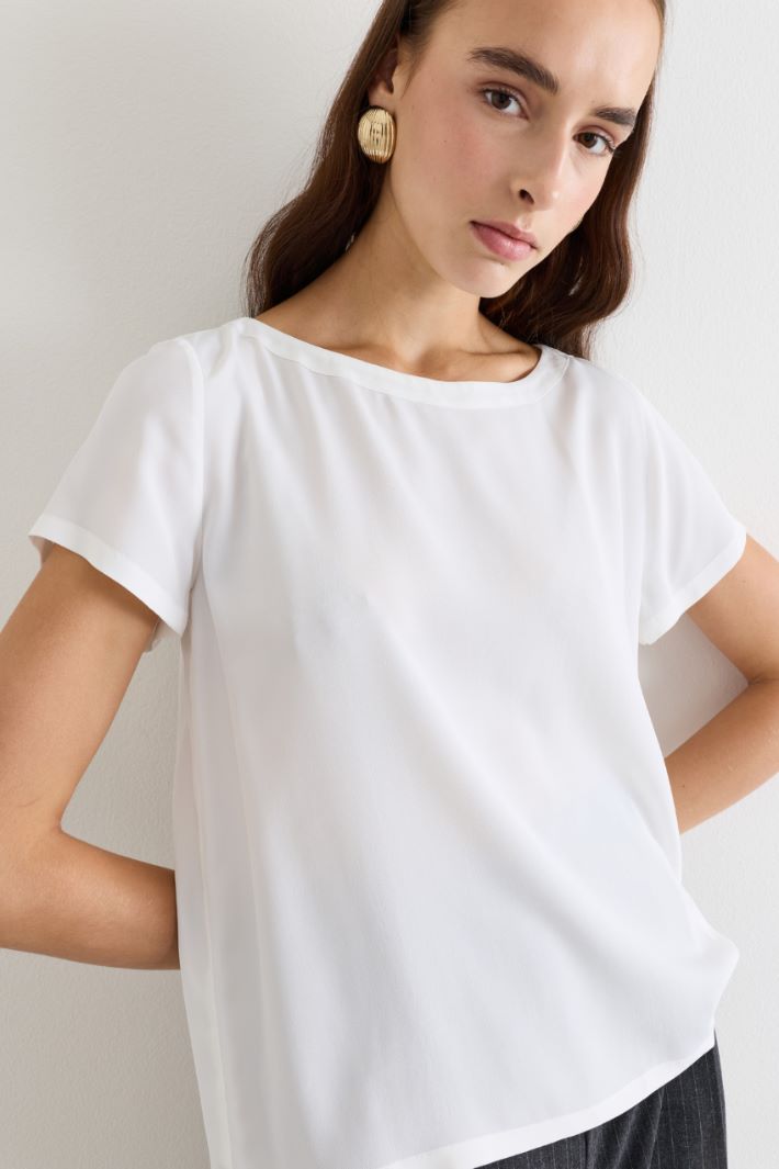 Blusa in crepe de chine - BIANCO - Intrend - 3