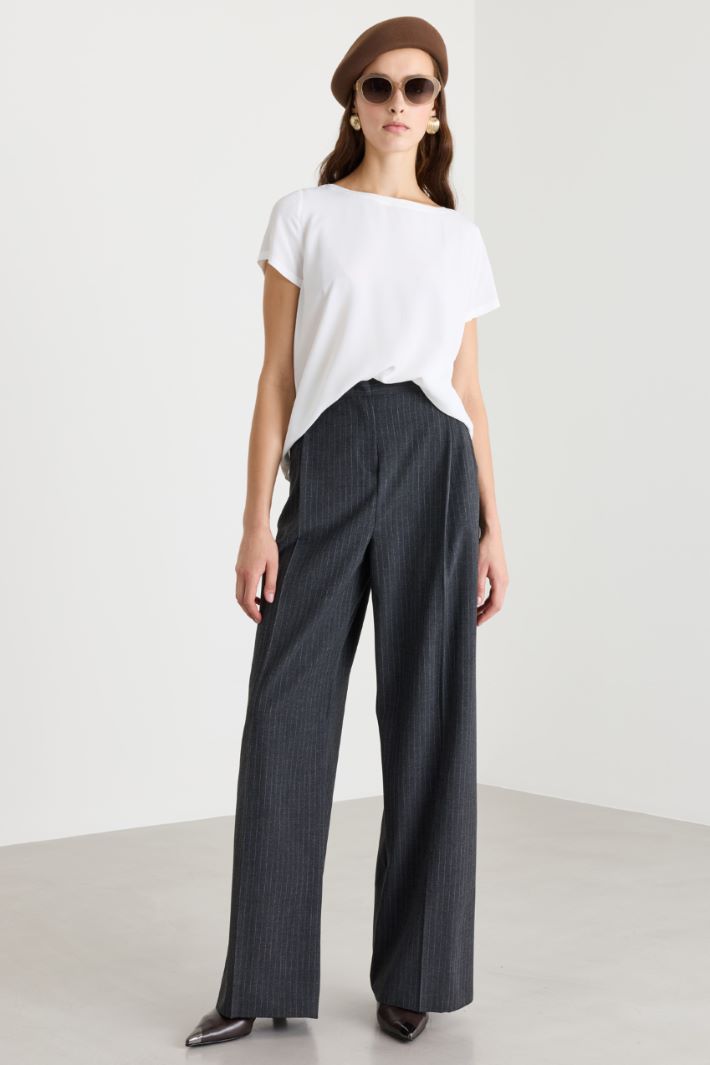 Blusa in crepe de chine - BIANCO - Intrend