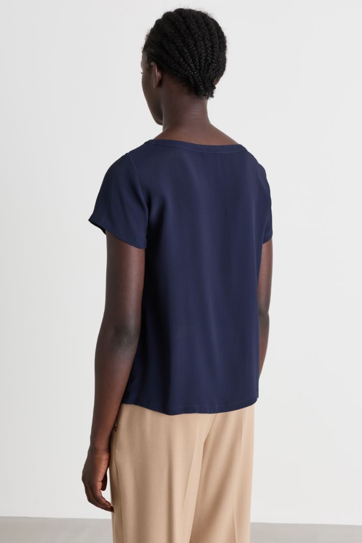 Crêpe de Chine blouse - BLUE - Intrend - 4