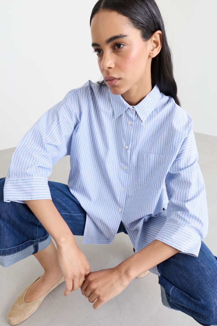 Camicia con manica a tre quarti - AZZURRO - Intrend - 3