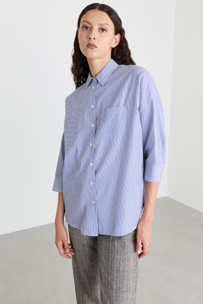 Camicia con manica a tre quarti - BLU BIANCO - Intrend - 2