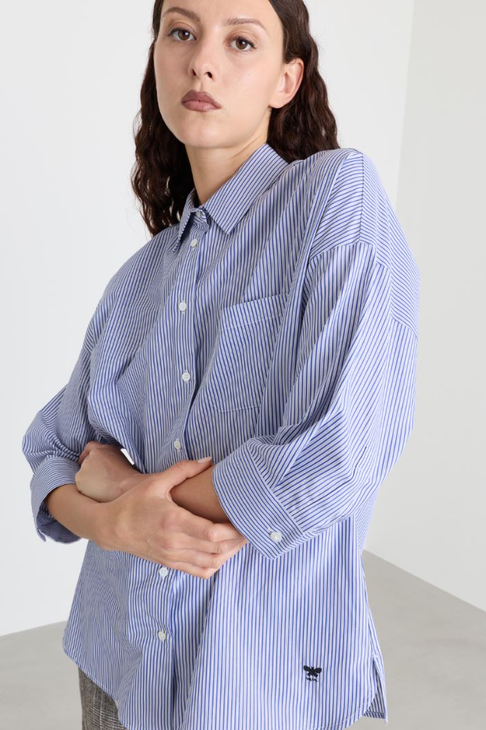 Camicia con manica a tre quarti - BLU BIANCO - Intrend - 3