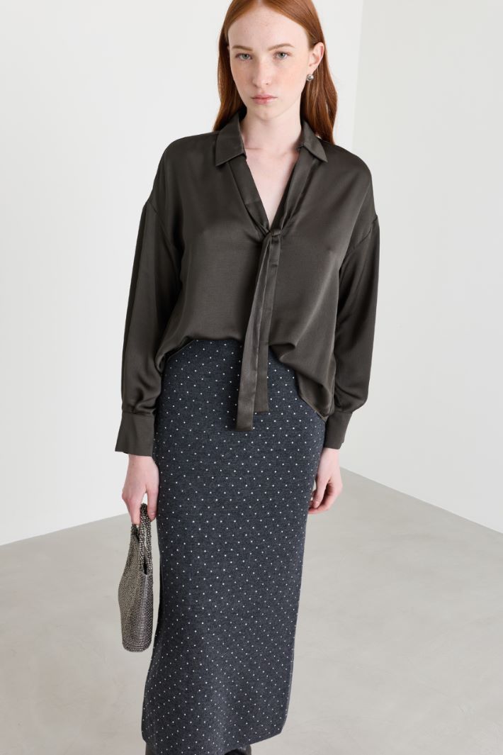 Blusa con nastri - VERDE - Intrend - 2