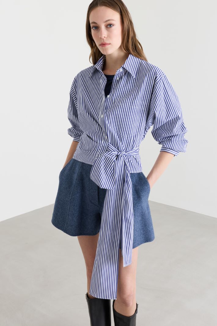 Camicia con fusciacca alta - BLU BIANCO - Intrend - 2