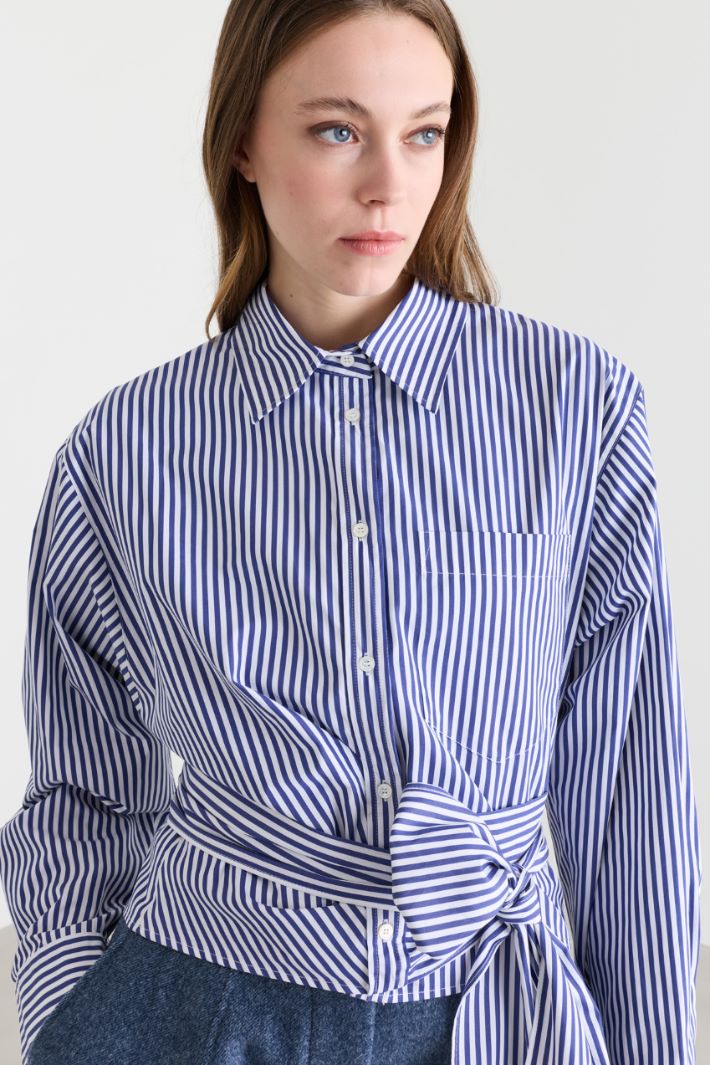 Camicia con fusciacca alta - BLU BIANCO - Intrend - 3