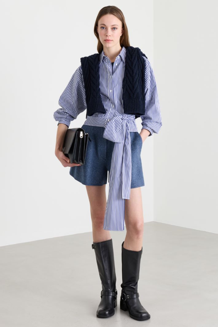 Camicia con fusciacca alta - BLU BIANCO - Intrend