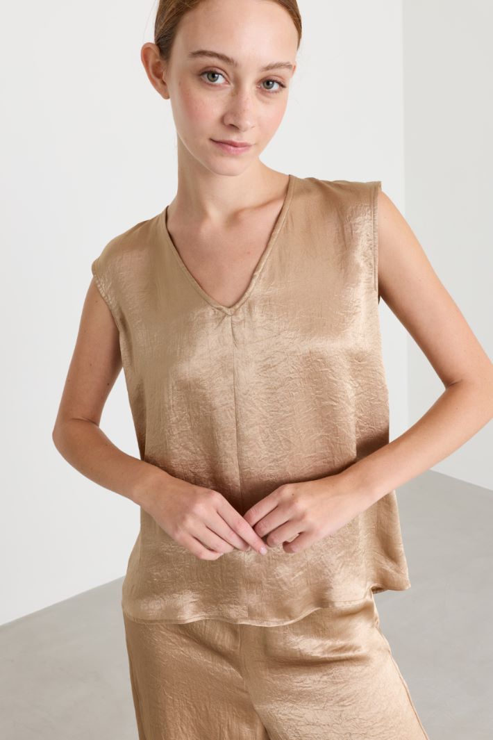 Satin blouse - CAMEL - Intrend - 3