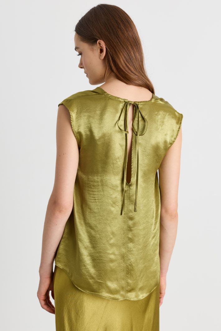 Blusa in raso - VERDE - Intrend - 4