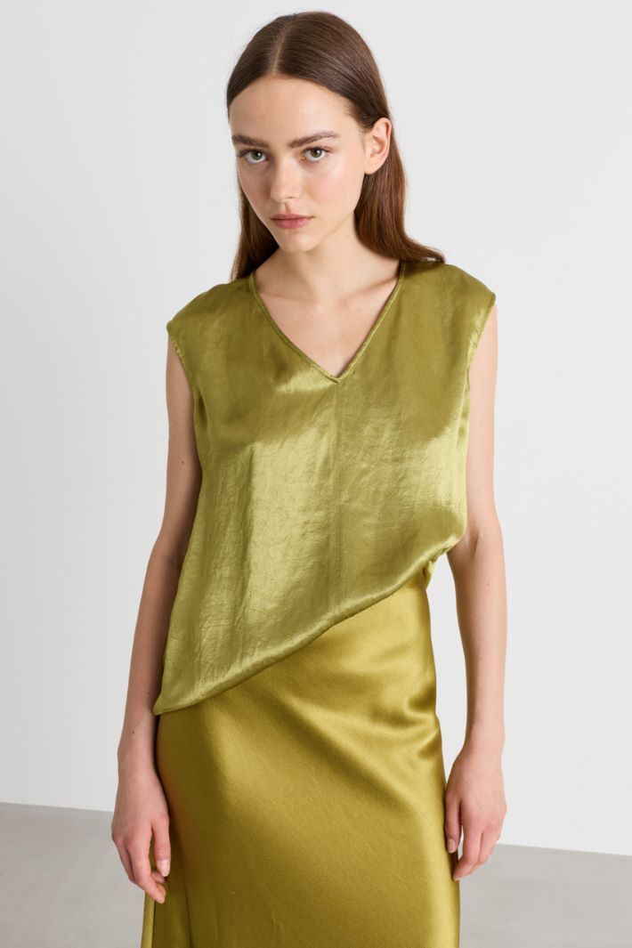Blusa in raso - VERDE - Intrend - 2