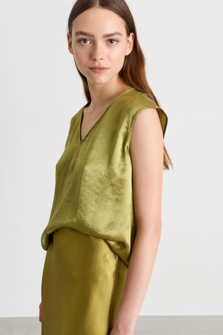 Blusa in raso - VERDE - Intrend - 3
